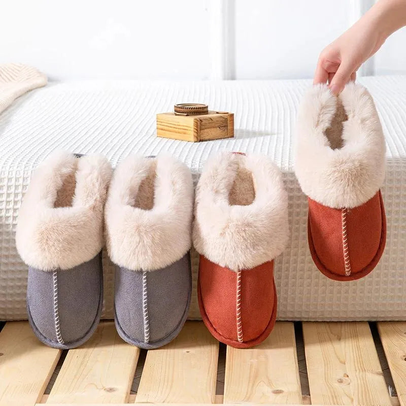 Women Plush Warm Home Flat Slippers