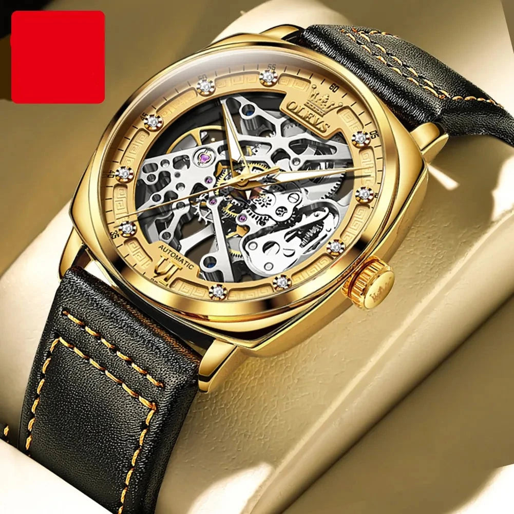 Automatic Mechanical Leather Strap Watch