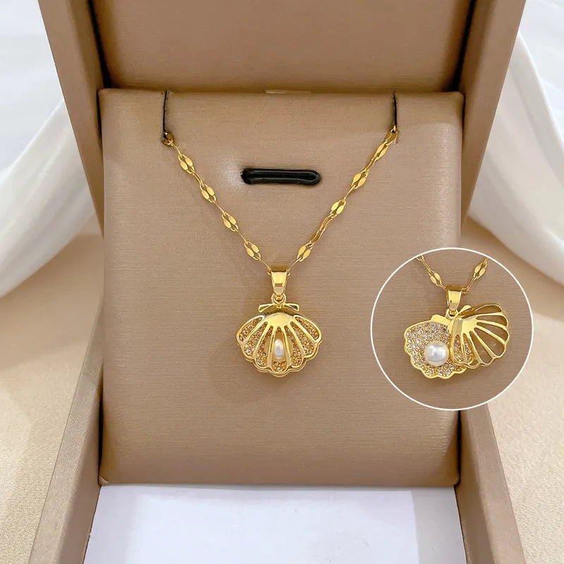 Women Light Luxury Shell Pearl Necklace